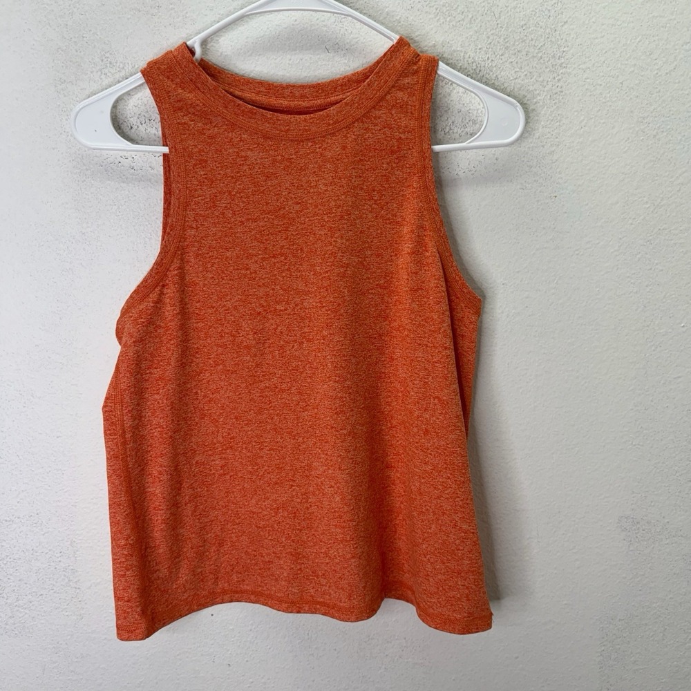 Athleta Uptempo Tank Top Womens Sz XXS Coral Orange Heather Crew Athletic Gym